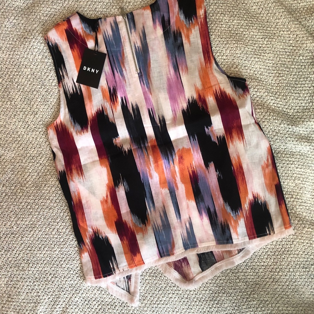 DKNY Women’s Fringe-Hem, Zip-up Blouse, Small - Picture 4 of 6
